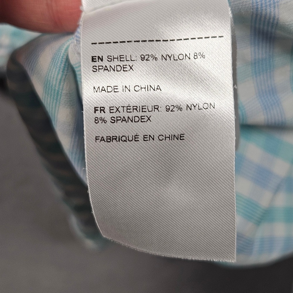 UNTUCKit Button Up Shirt Mens XXL Blue Gingham Check Nylon Performance Pocket - Picture 9 of 10